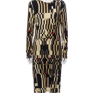Givenchy Black and Beige Long Sleeve Dress